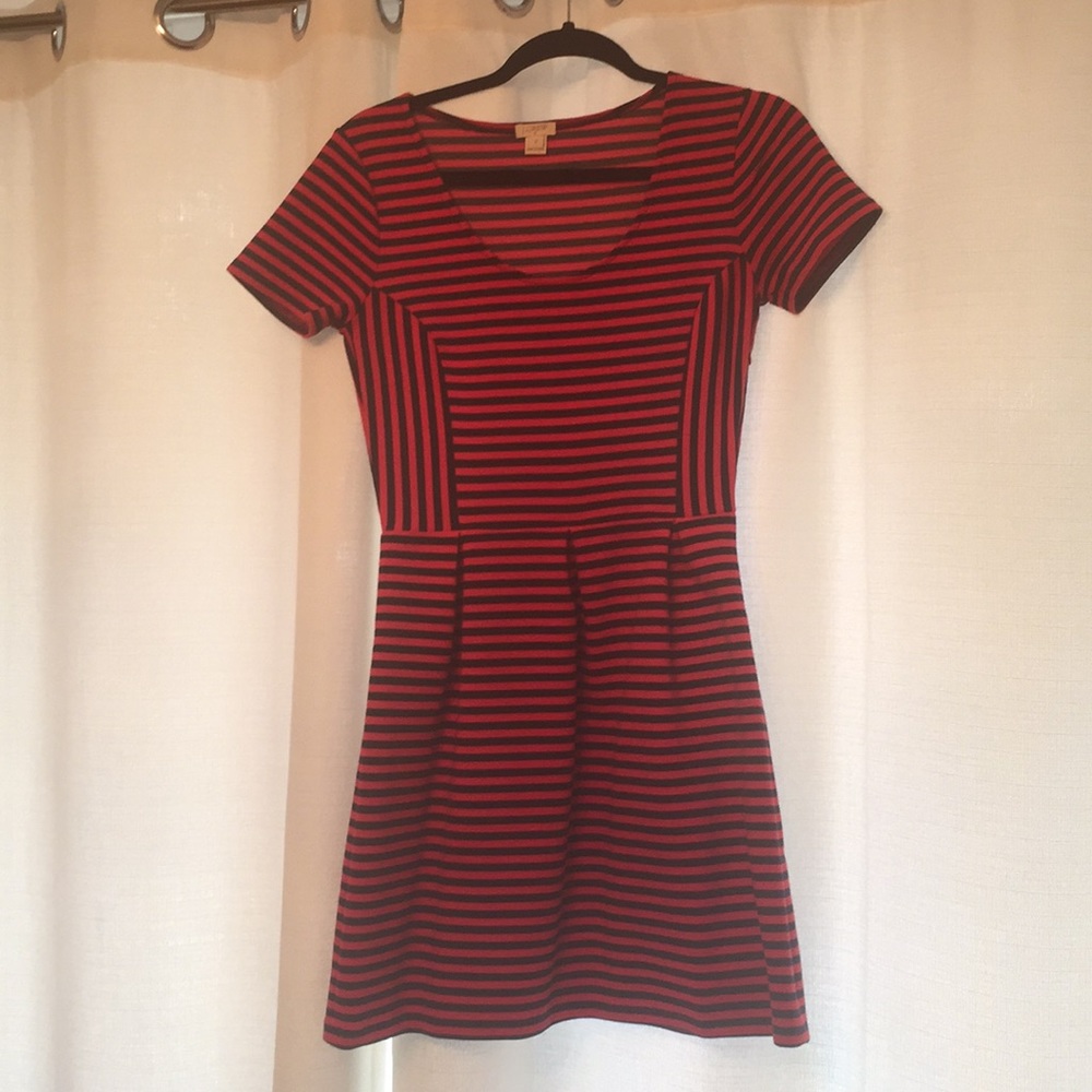 Jcrew Preppy Navy and Red Striped Dress